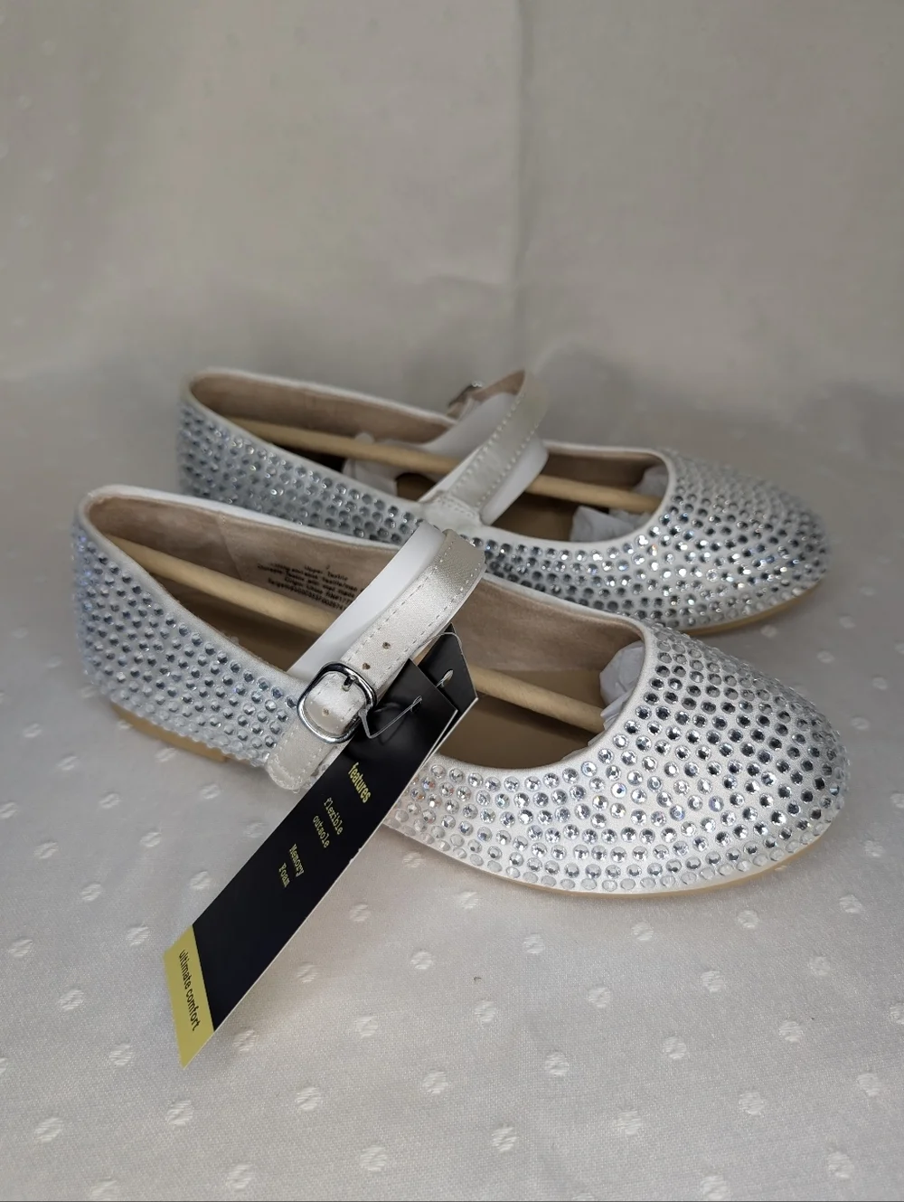 Art Class Off White Silver Rhinestone Mary Jane Flats Buckle Girls Size 2